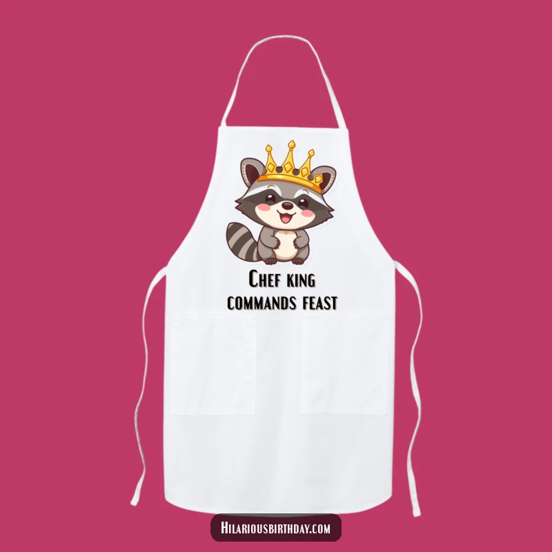 Funny Raccoon Apron: Happy King Chef, Triumphant & Humorous Kitchen Gift