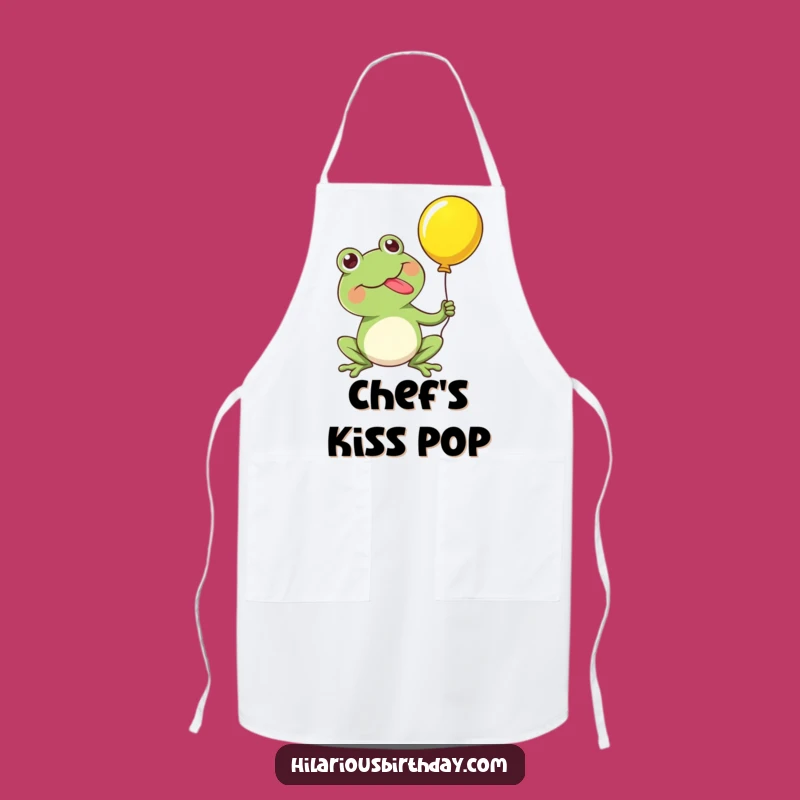 Funny Frog Balloon Pop Apron: Kitchen Fun, Chef's Humorous Companion!