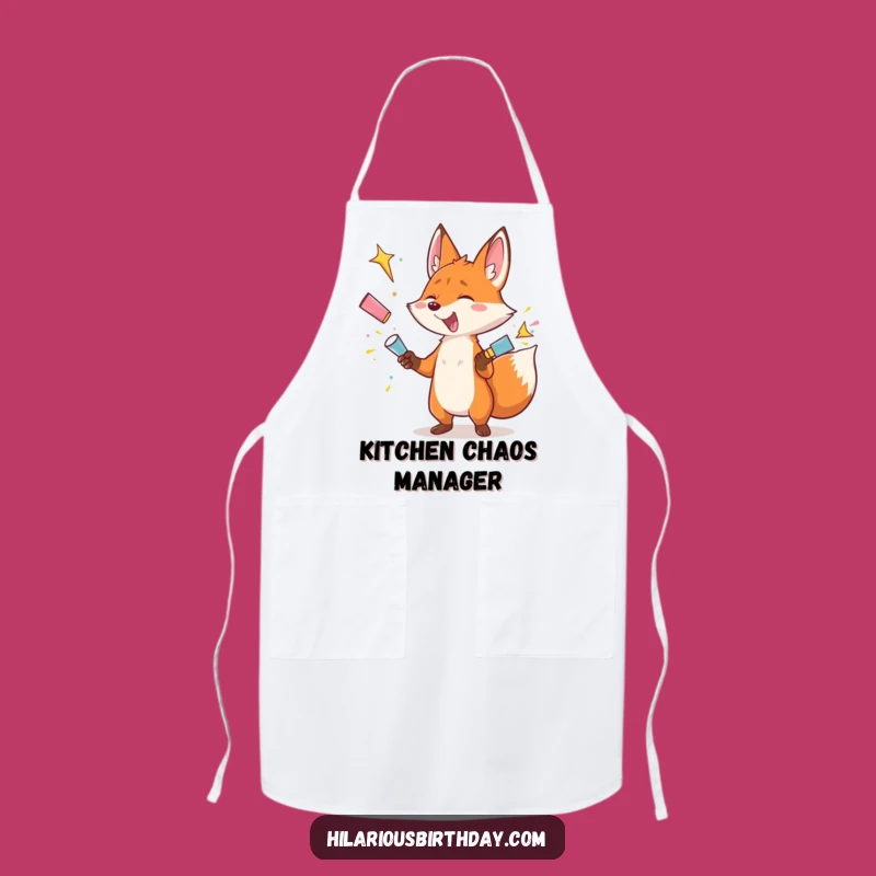 Funny Fox Apron: Gleeful Popper Juggler, Hilarious Kitchen Party Gift