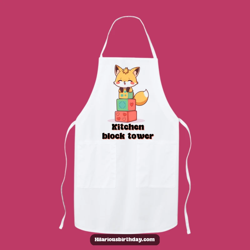 Funny Fox Party Blocks Apron: Cook Up Fun with Playful Flair