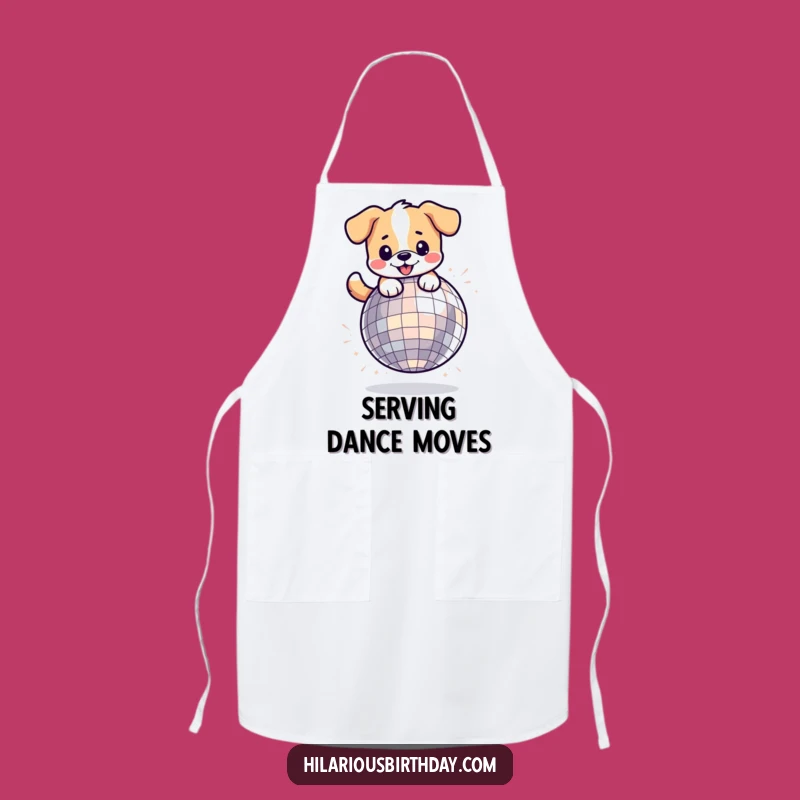Funny Kawaii Dog Disco Apron: Dance While You Cook!