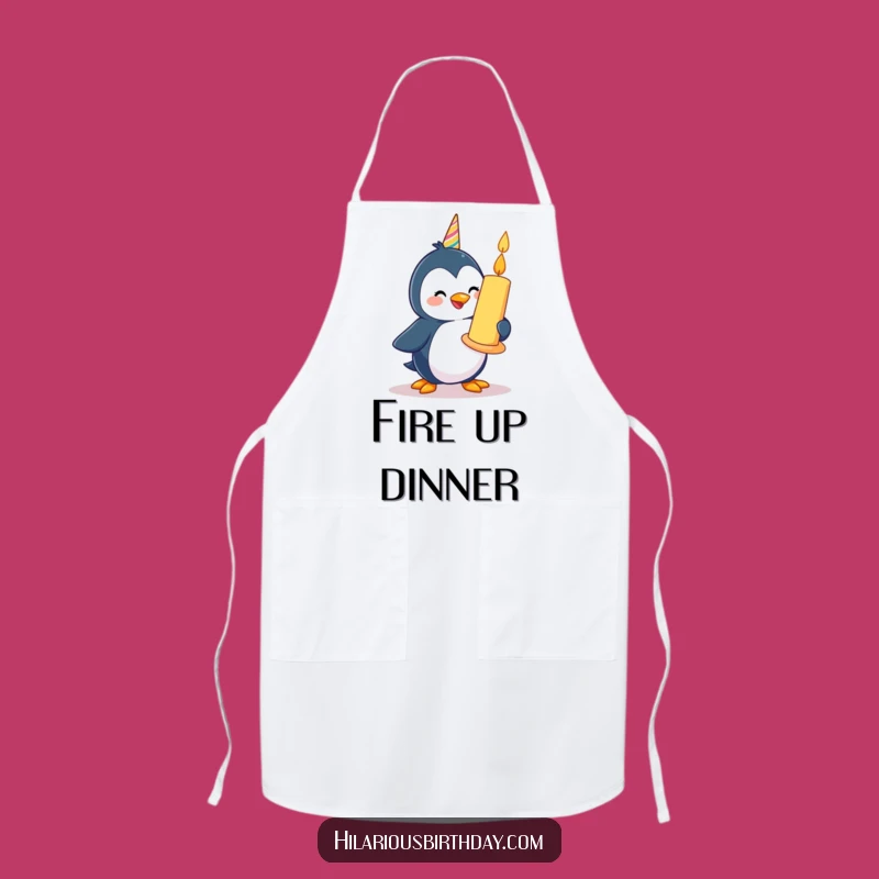 Funny Penguin Apron: Birthday Candle Waddling - Kitchen Gift!