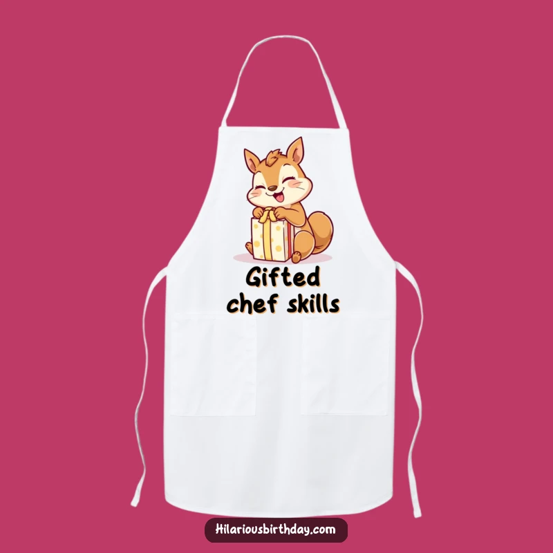 Funny Squirrel Apron: Giggling Gift Unwrapper - Kitchen Gift!