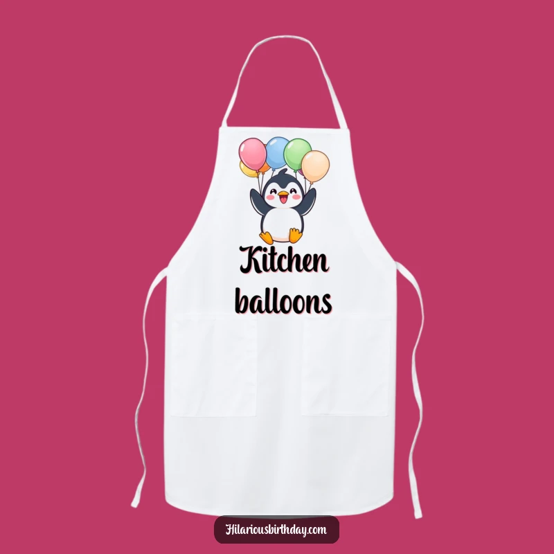 Funny Kawaii Penguin Balloon Apron - Cheerful Chef for Kitchen Fun