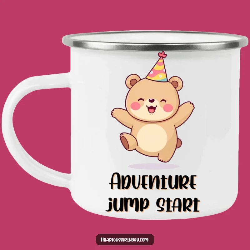 Funny Kawaii Bear Camping Mug - Adventure Jumping Party Cup Gift