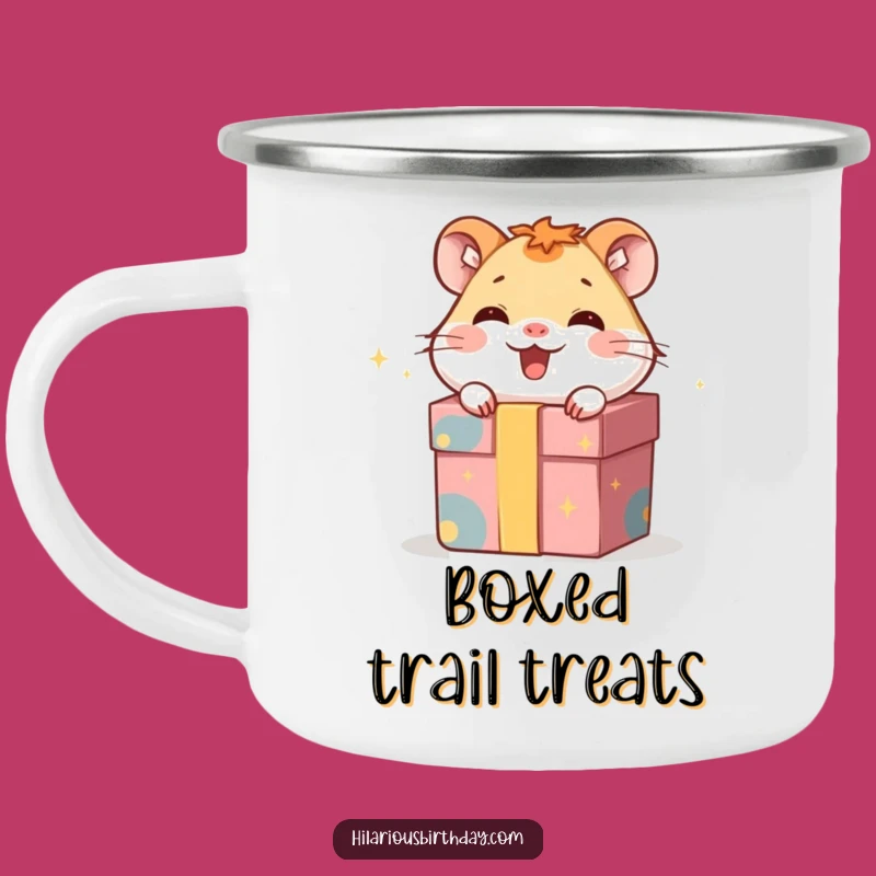 Funny Giggling Hamster Camping Mug: Sip Surprises, a Perfect Outdoor Gift
