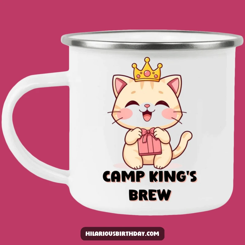 Funny Cat Crown Gift Camping Mug: Regal Drinkware for Adventures
