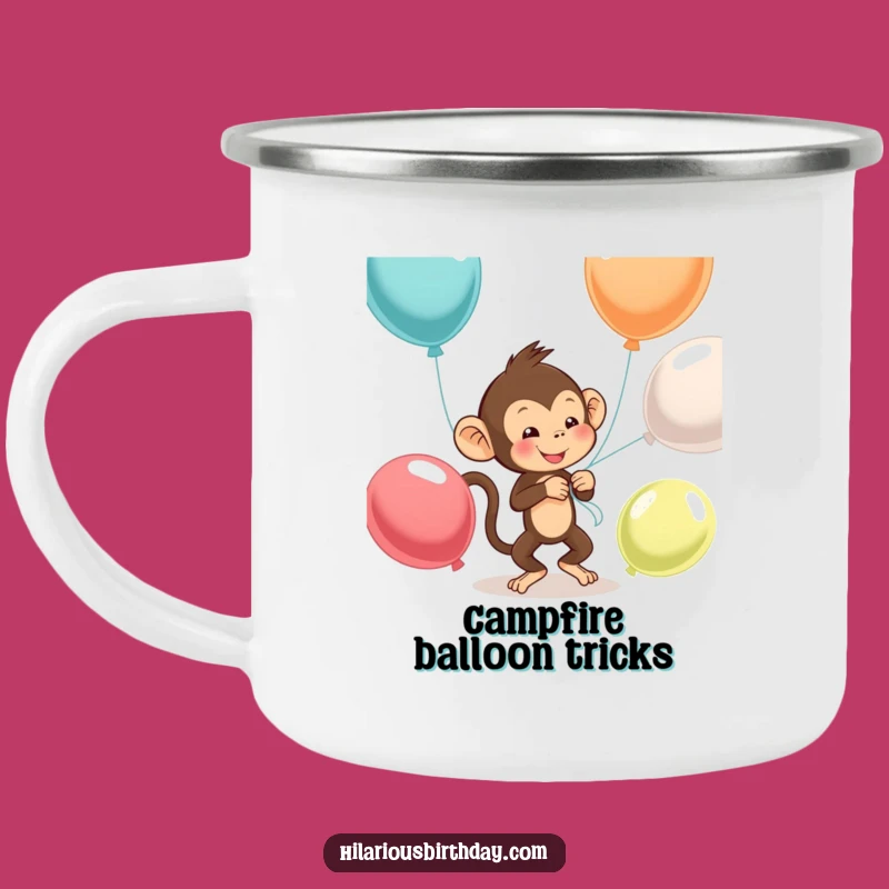 Funny Monkey Balloon Camping Mug: Adventure with Playfulness - Outdoor Gift