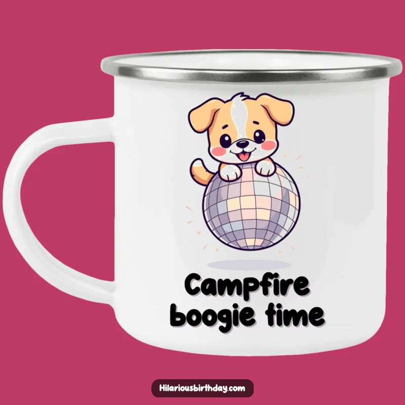 Kawaii Dog Disco Campfire Mug Funny Gift: Adventure Beats!