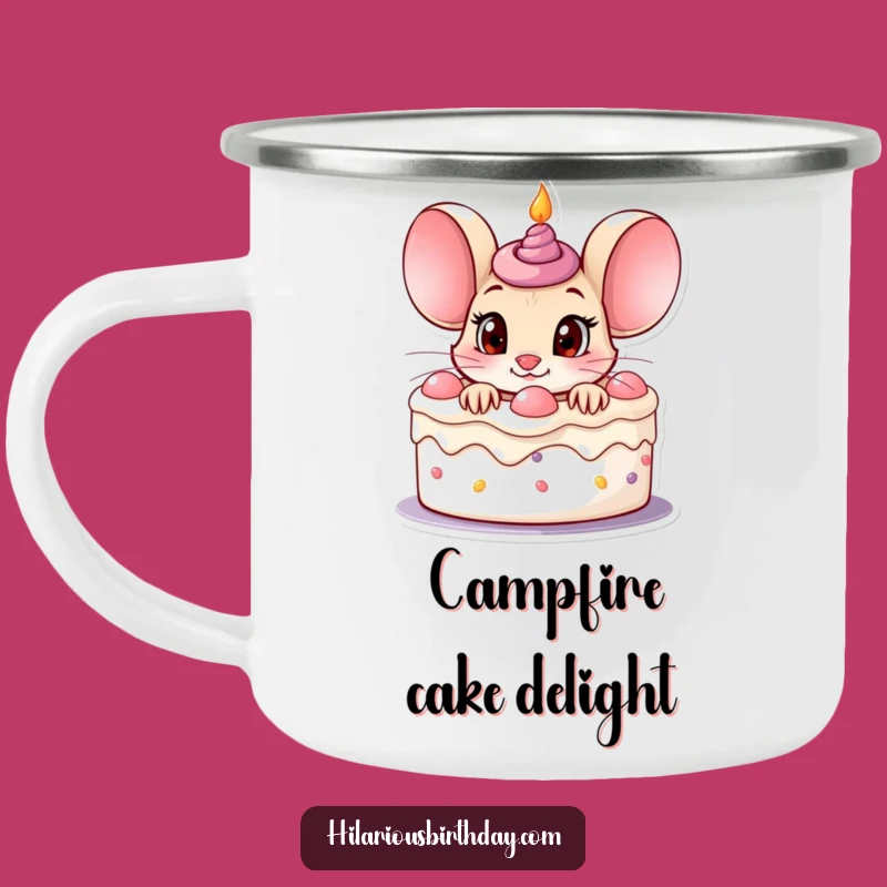 Durable Funny Mouse Camping Mug: Birthday Cake Peek - Outdoor!