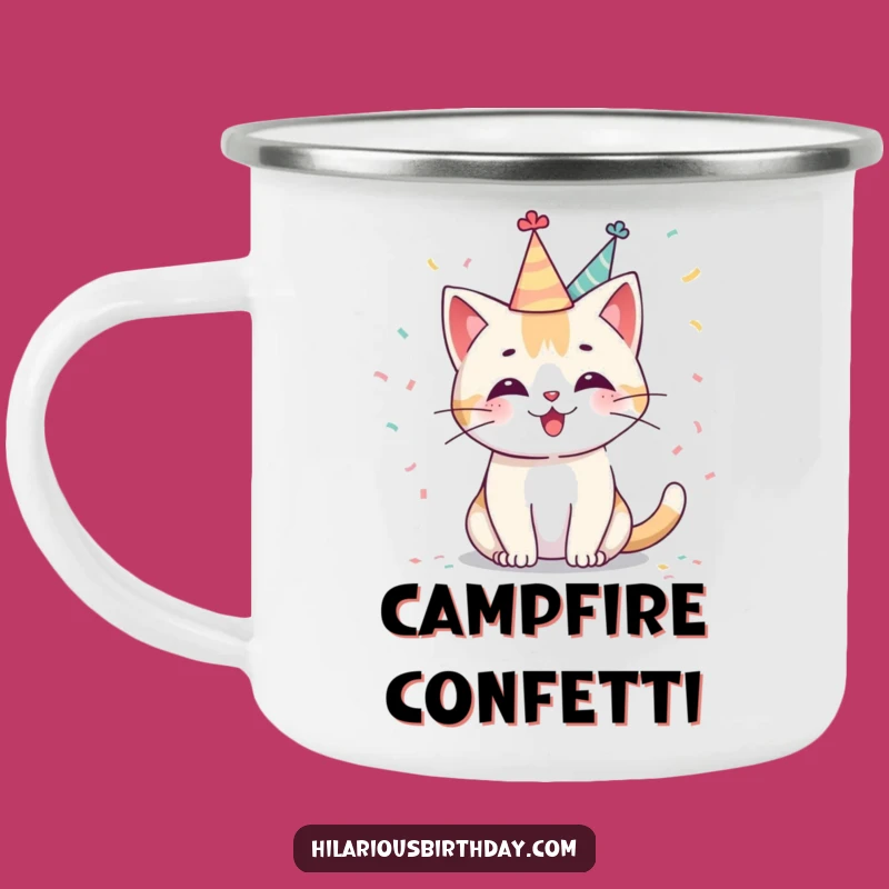 Funny Kawaii Cat Party Camping Mug: Durable & Cheerful Celebration Drinkware