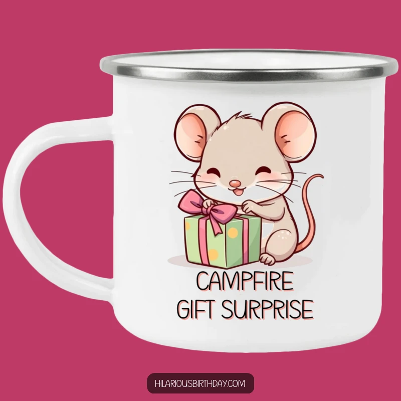 Funny Kawaii Mouse Gift Camping Mug - Festive Outdoor Cup Gift