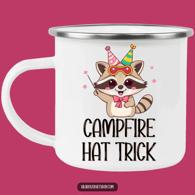 Durable Funny Raccoon Camping Mug: Juggling Hats - Outdoor!