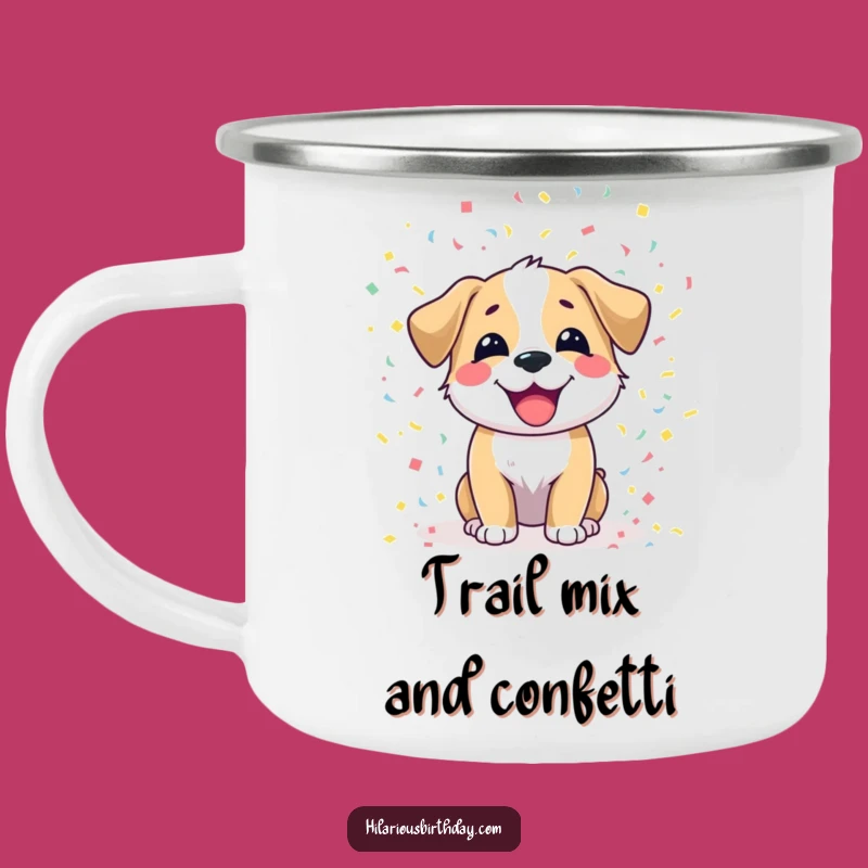 Funny Dog Confetti Camping Mug: Joyful Outdoorsy Pup Cup, Humorous Gift