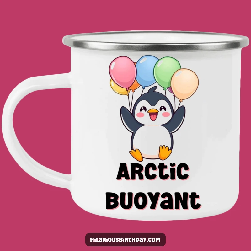 Funny Kawaii Penguin Balloon Enamel Mug - Cheerful Outdoor Character Cup