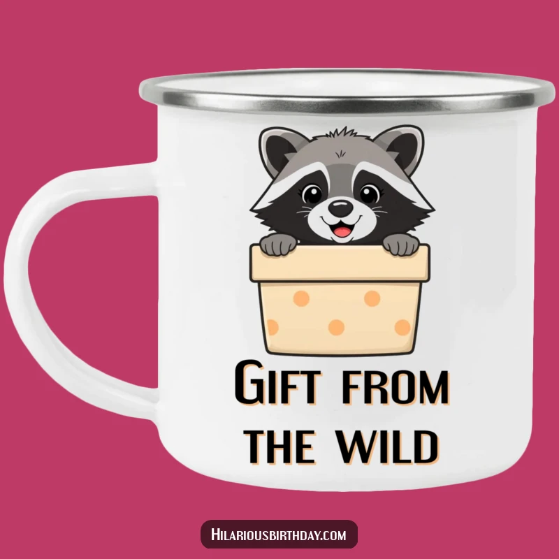 Funny Raccoon Gift Box Camping Mug: Adventure-Ready & Hilarious, Your Perfect Funny Gift!