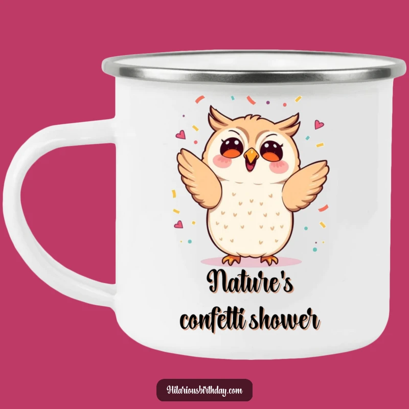 Funny Kawaii Owl Confetti Camping Mug - Outdoor Party Cup Gift