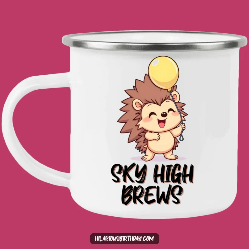Funny Hedgehog Balloon Camping Mug: Durable & Cheerful Drinkware, A Perfect Funny Gift