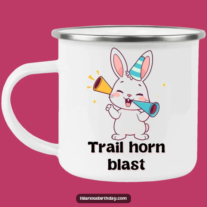 Funny Bunny Party Camping Mug: Enthusiastic Festive Outdoor Gift for Celebrations