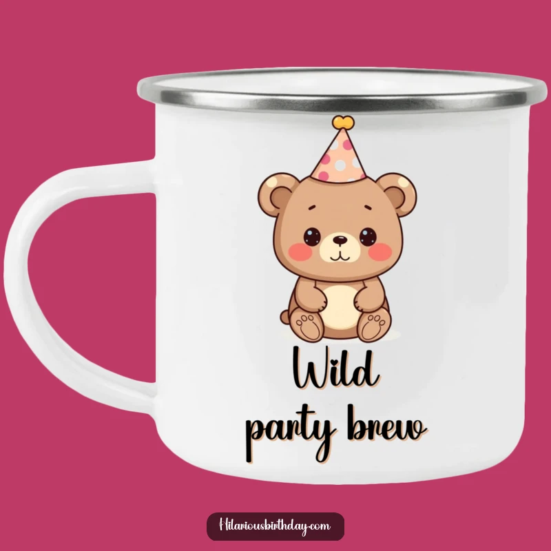 Funny Bear Party Camping Mug: Cute Festive Outdoor Gift for Celebrations