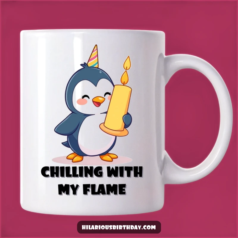 Funny Penguin Birthday Mug: Waddling with Candle - Perfect Gift!