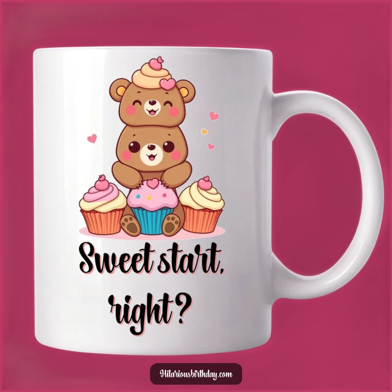 Funny Bear Cupcake Mug: Cheerful Baker Bear, Perfect Humorous Gift for Sweet Lovers