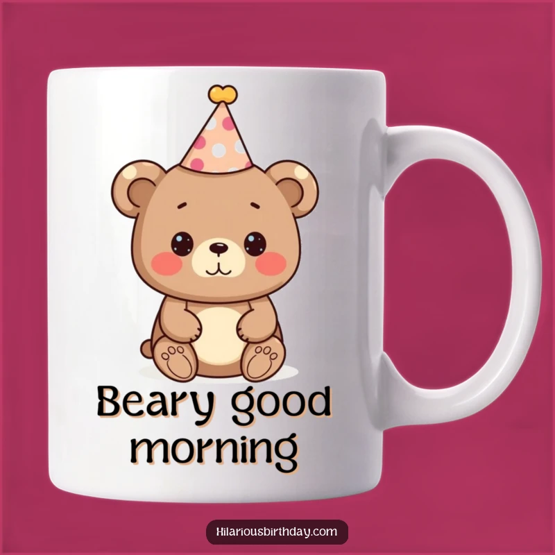 Funny Bear Party Mug: Adorable Festive Gift Featuring a Cute Bear with Party Hat