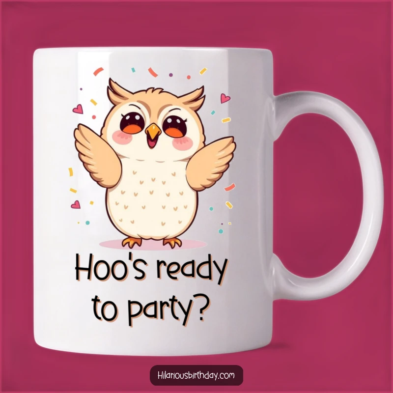 Funny Kawaii Owl Confetti Mug - Enthusiastic Party Gift for Owl Lovers