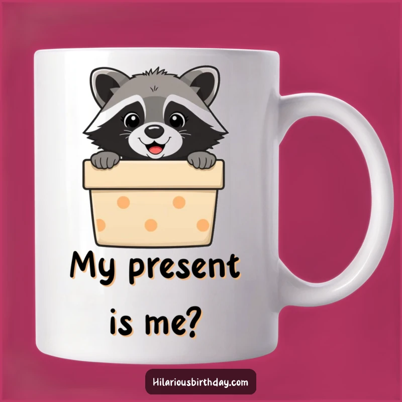 Funny Raccoon Gift Box Mug: Adorable Peek-a-Boo Coffee Cup, Perfect Funny Gift!
