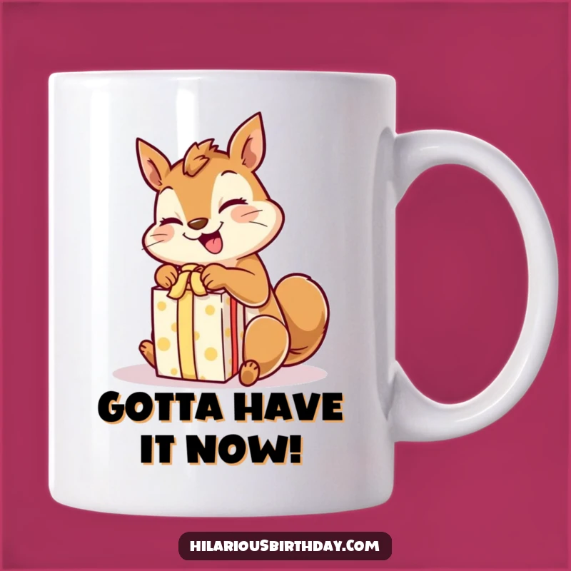 Funny Squirrel Mug: Giggling Character Unwrapping Gift - Perfect Gift!