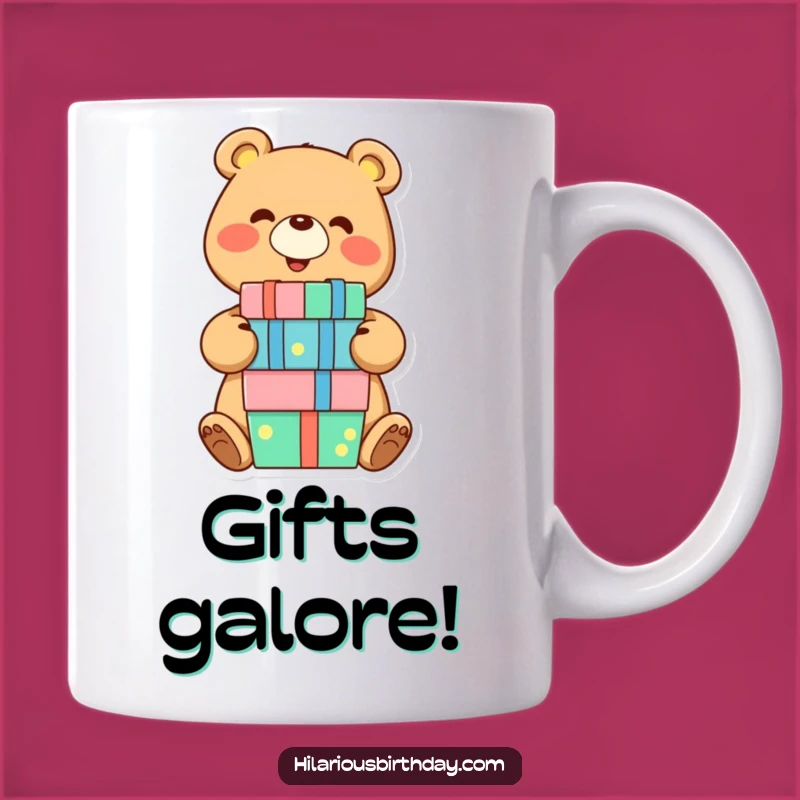 Funny Bear Balancing Presents Mug: Joyful Gift for Holiday Cheer