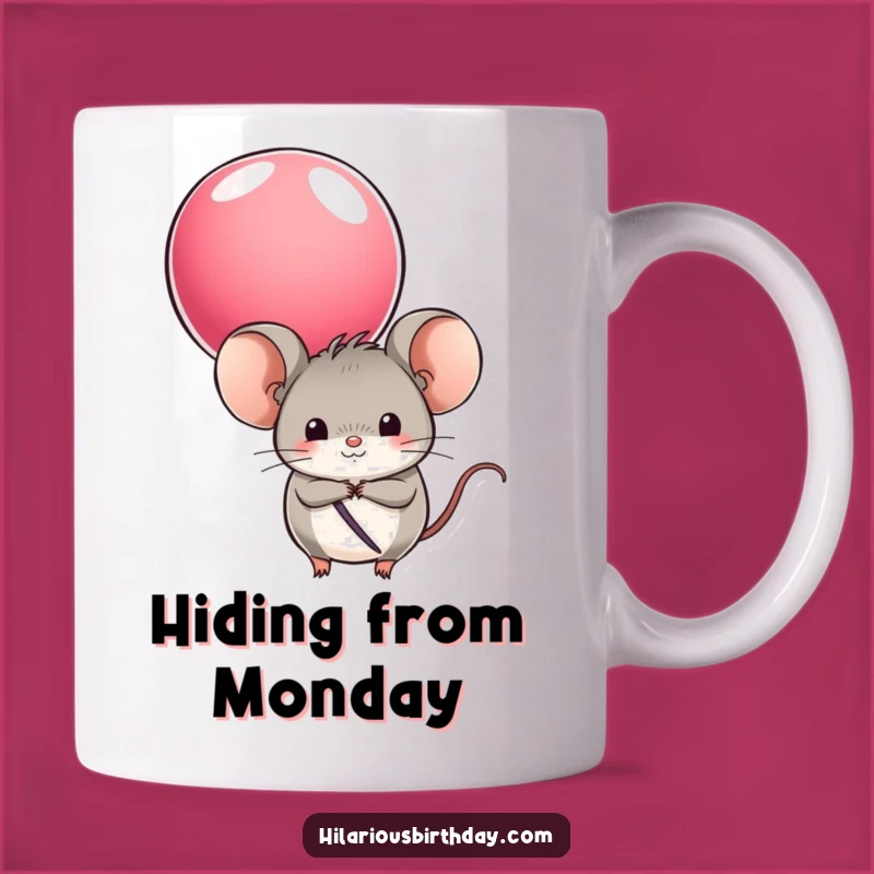 Funny Mouse Balloon Mug - Playful Hiding Character Gift for Shy Fun Lovers