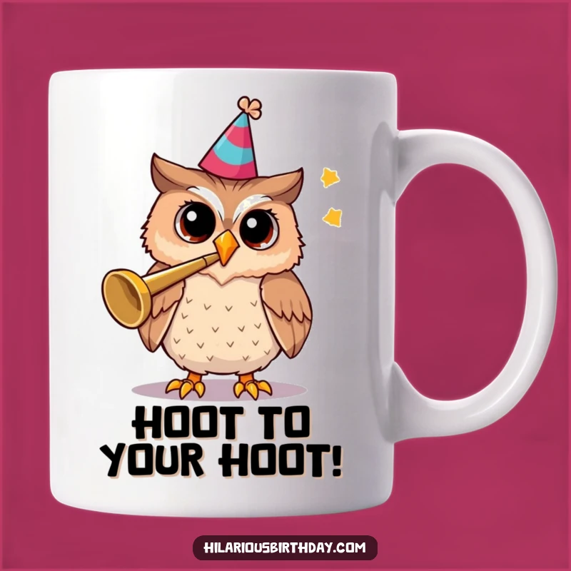 Funny Owl Party Trumpet Mug: Cheerful Celebration Gift for Owl Lovers