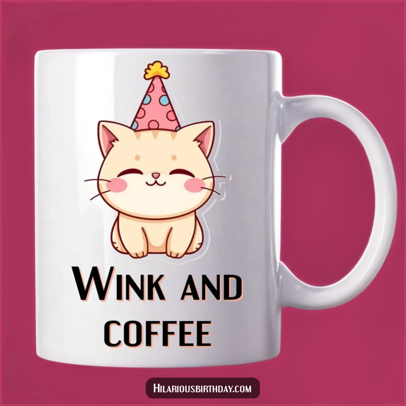 Kawaii Cat Party Hat Funny Mug Gift: Wink and Sip!