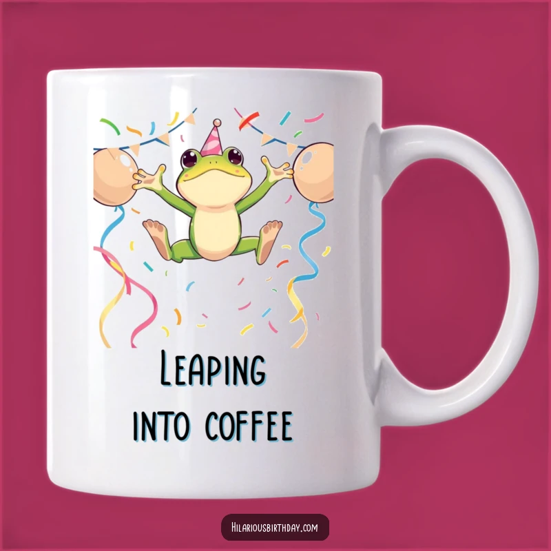 Funny Frog Streamer Mug - Energetic Leaping Character Gift for Party Goers