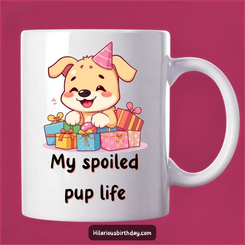 Funny Kawaii Dog Birthday Gift Mug: Adorable Pooch With Presents
