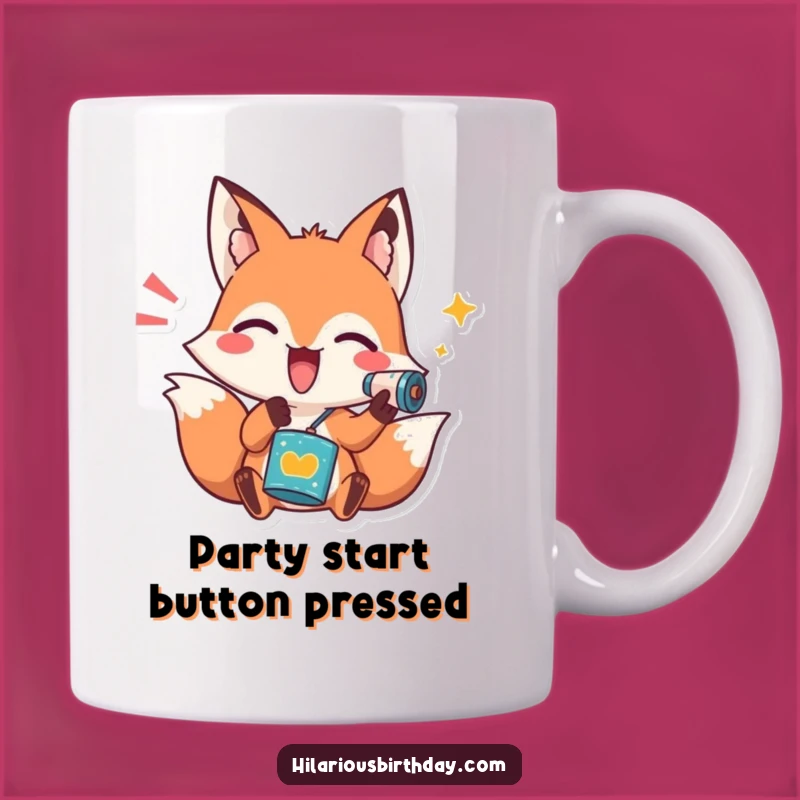 Funny Fox Noisemaker Mug - Playful Party Animal Gift for Enthusiastic Celebrators
