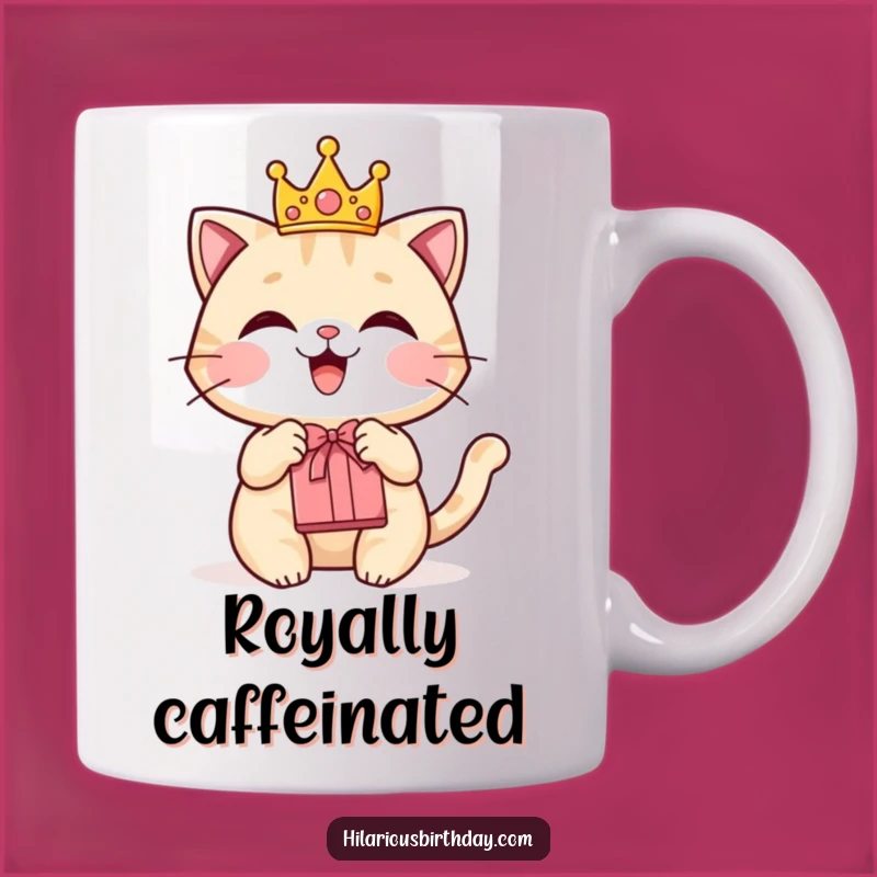 Funny Cat Crown Gift Mug: Delighted Royal Pet Gift for Cat Lovers