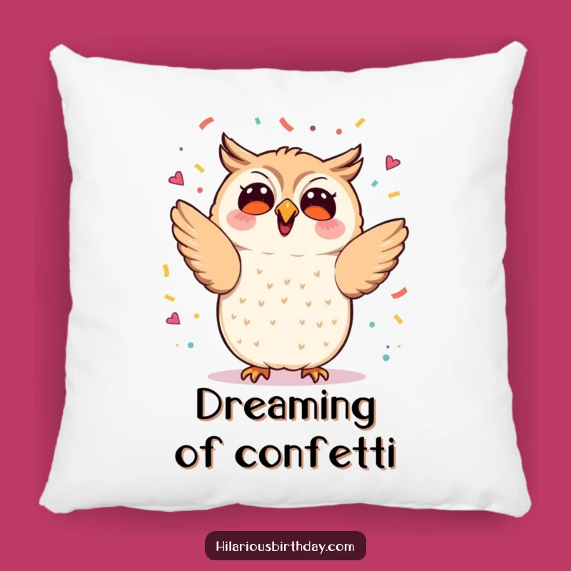 Cute Funny Kawaii Owl Confetti Pillow - Cozy Celebration Gift
