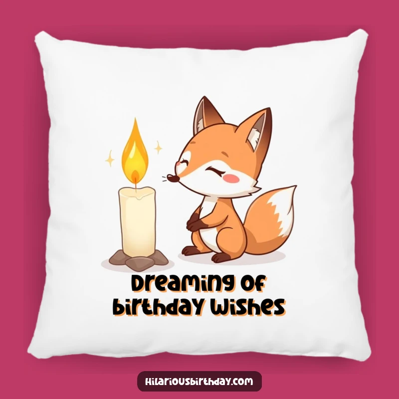 Funny Fox Birthday Pillow: Cozy Determined Candle Pillow, Perfect Funny Gift!