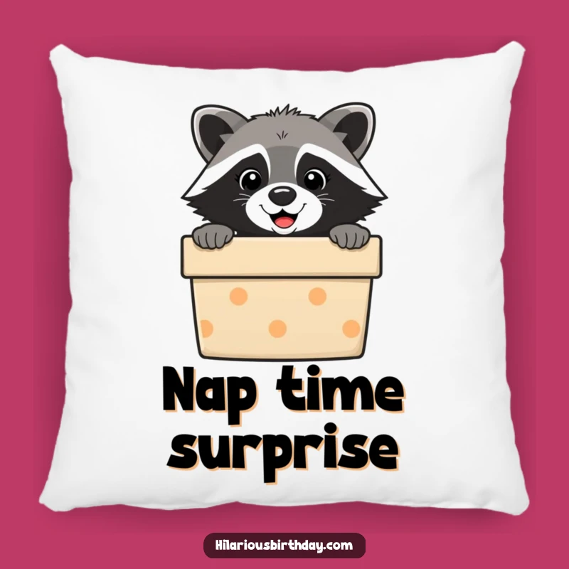 Funny Raccoon Gift Box Pillow: Soft Cuddle Buddy, The Ultimate Funny Gift Surprise!