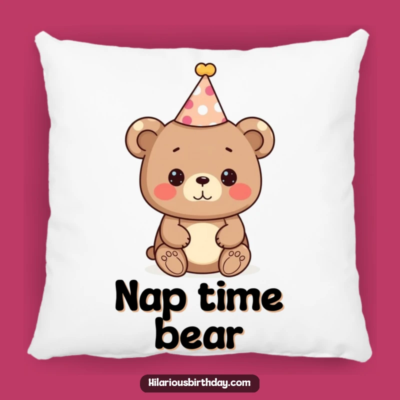 Funny Bear Party Pillow: Cozy Cute Festive Gift with a Celebrating Bear Design