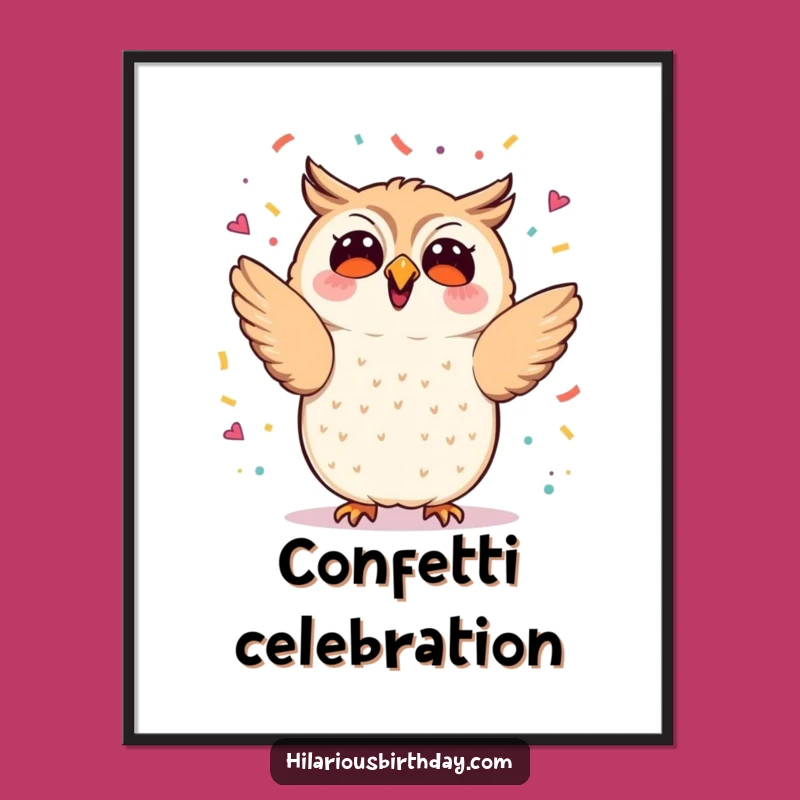 Funny Kawaii Owl Confetti Digital Print - Instant Party Decor Gift
