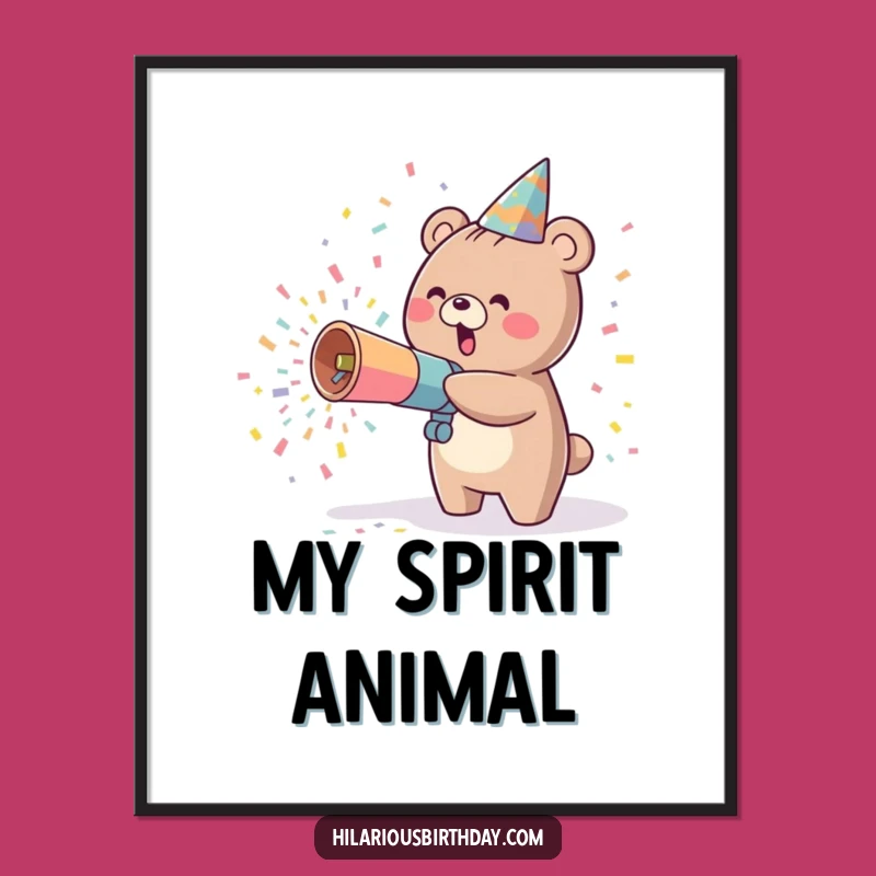Digital Kawaii Bear Confetti Party Art Print: Instant Joy!