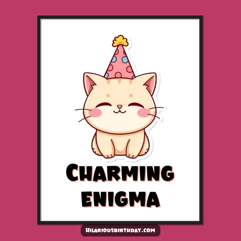 Digital Kawaii Cat Party Art Print: Instant Charm!
