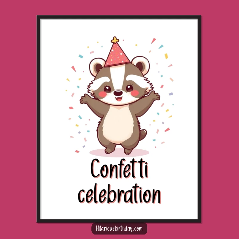Funny Badger Dancing Digital Art: Sparkly Print, Instant Festive Decor