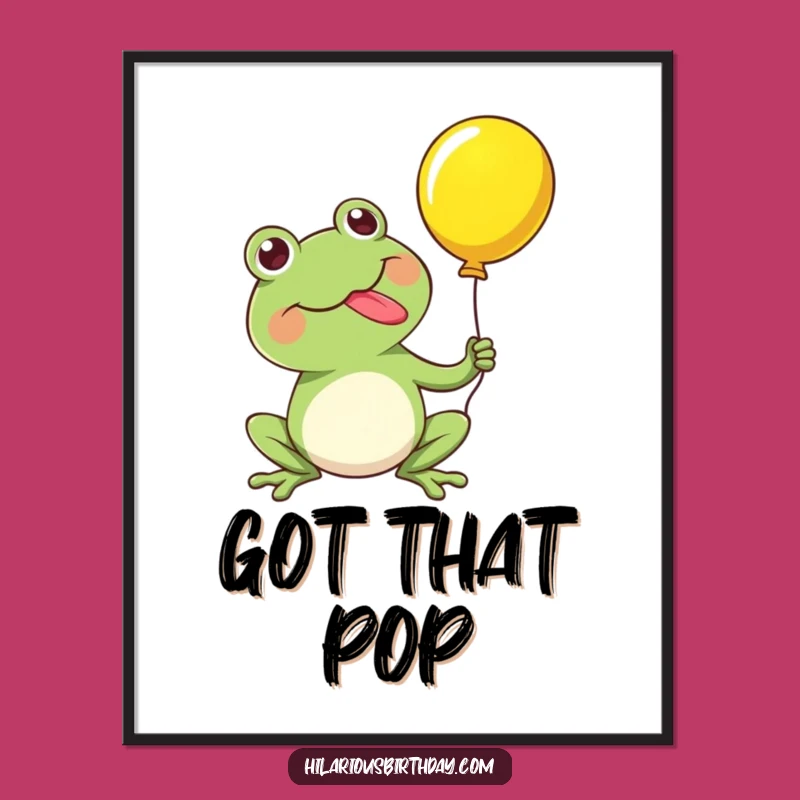 Funny Frog Balloon Pop Digital Print: Kawaii Celebration, Instant Humor!