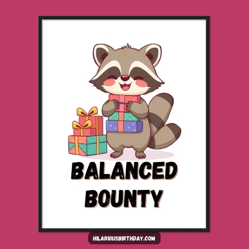 Funny Joyful Raccoon Digital Art: Gift Balancing for Instant Art, a Great Gift