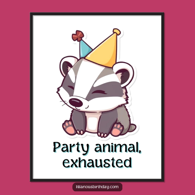 Funny Sleepy Badger Digital Art: Instant Calm for Your Walls - Gift