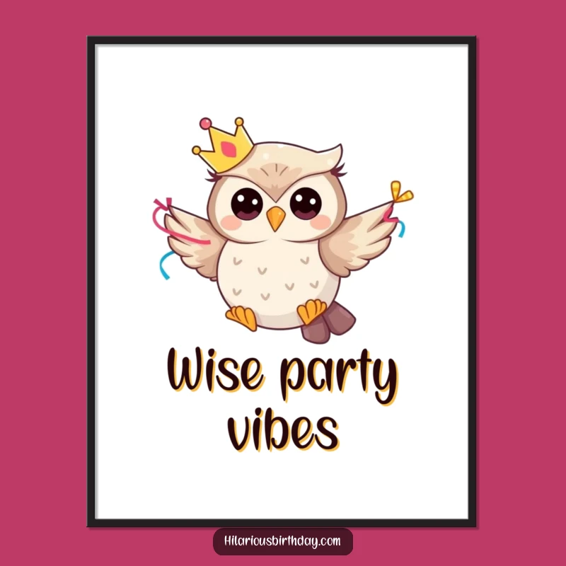 Funny Whimsical Owl Digital Art: Party Character Flying - Instant Download!